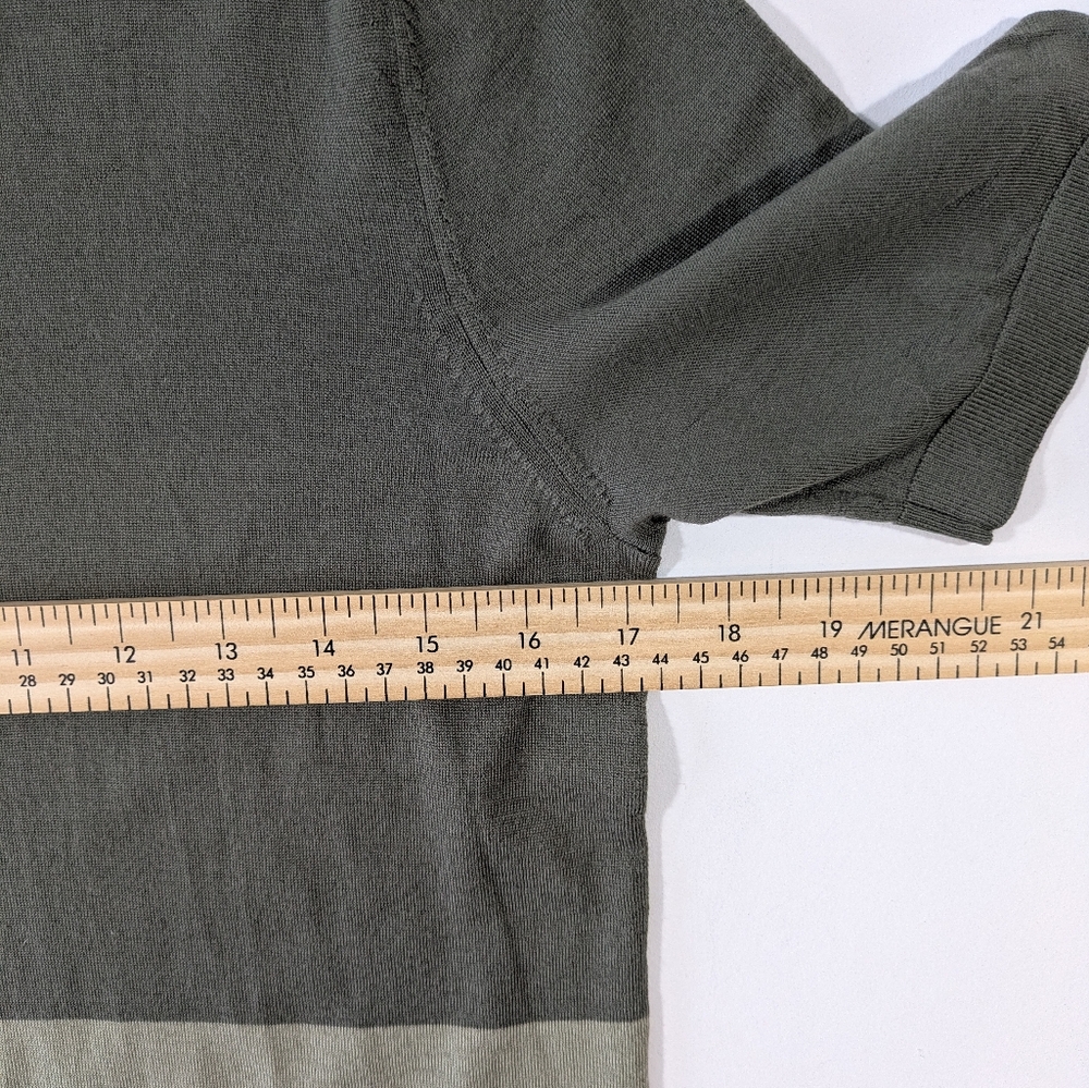 Theory Regal Wool Olive and Khaki Colorblock Short Sleeve Men's Shirt Size S - Picture 6 of 9